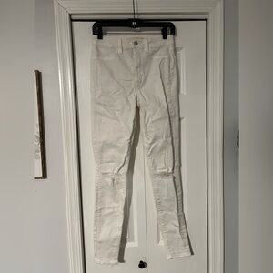 American Eagle Outfitters Cream Skinny Jeans